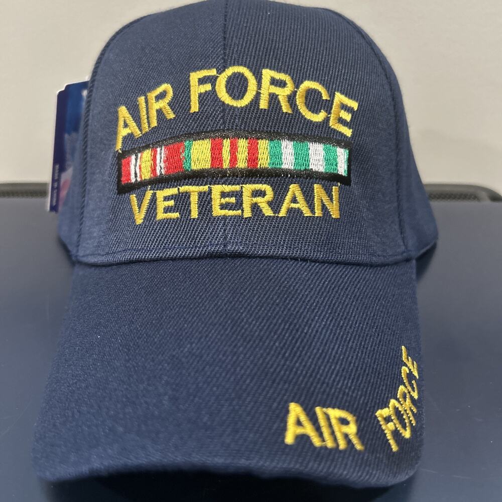 Air Force VETERAN Adjustable HAT U.S MILITARY NWT Navy Blue